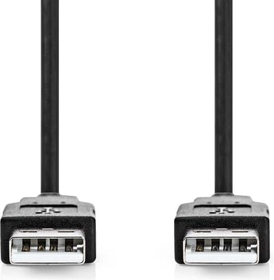 Nedis USB-Kabel - USB 2.0 - USB-A Male - USB-A Male - 480 Mbps - Vernikkeld - 2.00 m - Rond - PVC - Zwart - Doos
