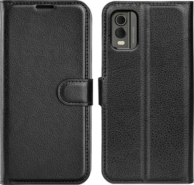 Coverup Hoesje - Geschikt voor Nokia C32 Hoesje - Coverup Book Case - Zwart