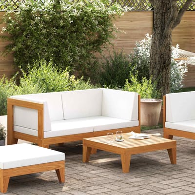 vidaXL - 2-delige - Loungeset - met - kussens - massief - acaciahout
