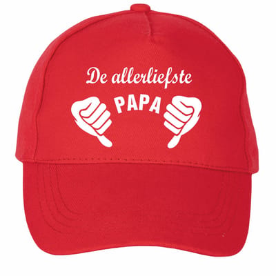 Mijncadeautje - 5 panel - Cap - Verstelbaar - Pet van 100% dik geborsteld katoen- unisex - opdruk wit - de allerliefste papa - rood