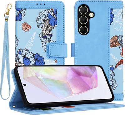 Hoesje geschikt voor Samsung Galaxy A35 - Techsuit FlipCraft Book Wallet Case met koord - Vibrant Blue