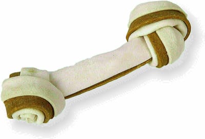 Petsnack - Hondensnack - Duoknoop Met Semi-Moist Strip - Gedroogde Buffelhuid - 17.5 cm- 5 stuks