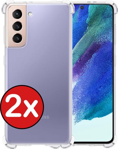Hoesje - 2 Stuks - Geschikt voor Samsung Galaxy S21 FE - Sterk & Shockproof - Back Cover - Siliconen Case - Telefoon Hoes Shock Proof - Telefoonhoes - Transparant