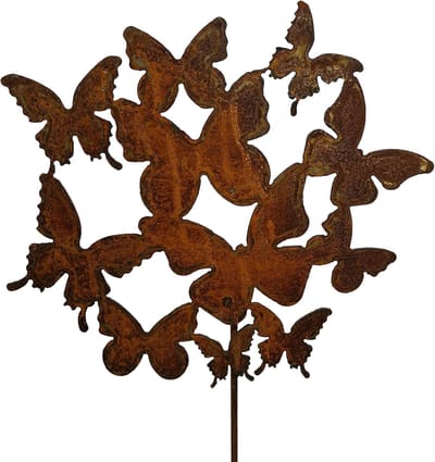 Decoratieve Tuinsteker met Vlindermotief & Patina - Roestvrij Staal Tuindecoratie