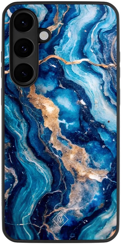 Casimoda® hoesje - Geschikt voor Samsung Galaxy S25 FE - Ocean Marble - Zwart TPU Backcover - Water - Blauw