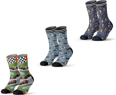 Sock My Feet geschenkdoos sokken heren 43 46 - cadeau voor man - duurzaam - naadloos - 3Pack Formule 1 Beer Retro Cars