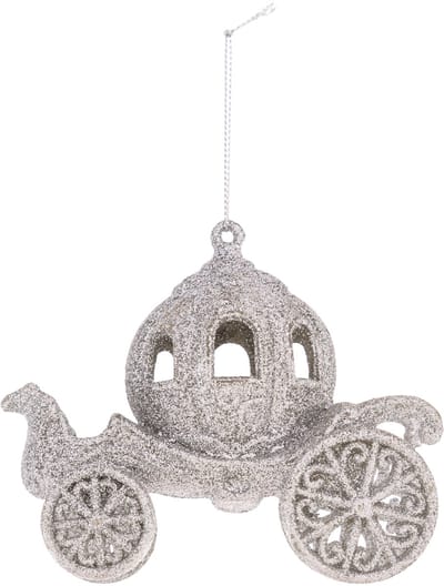JJA - Sprookjeskoets Kerstboomhanger 11 cm met zilveren pailletten