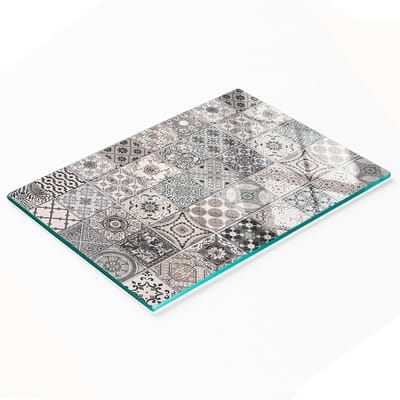 Decoratieve glazen snij- en serveerplank van keramische tegels, 80x52 cm