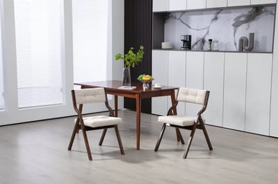 REDOM Klapstoelenset - Opvouwbaar en Gestoffeerd - Modern - Eethoek - Hout - Crème