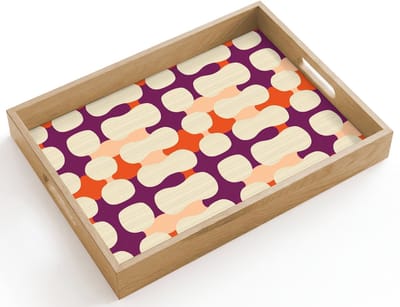 Dienblad hout 40x30 cm - Schootdienblad - Modern - Patroon - Kleurrijk - Borrelplank rechthoek - Plateau dienbladen