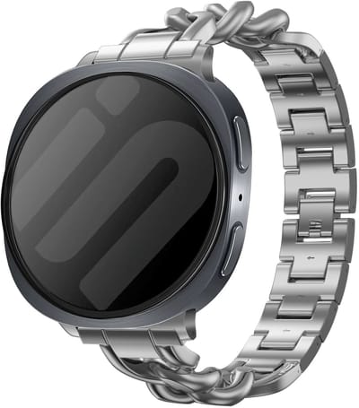 Strap-it Chain bandje geschikt voor Samsung Galaxy Watch 9 (40/44mm) / Watch 8 (40/44mm) / 8 Classic (46mm) - zilver
