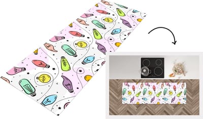 Keukenloper - Loper keuken - Pastel - Regenboog - Lamp - Patronen - 150x50 cm - Keukenloper vinyl