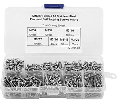Dailygoody - M3 Zelftappende Schroeven - Schroeven Set - Assortiment in Kunststof Doos - Zilver - Bevestigingsmiddelen - Voor Elektronica