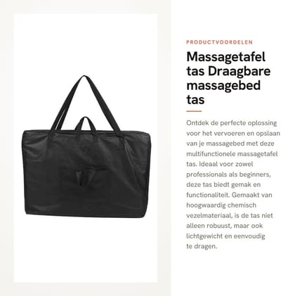 Dailygoods- Massagetafel Tas - Draagbaar - Professioneel Gebruik - Ruimtebesparend - Hoogwaardige Kwaliteit - Geschikt voor de meeste Massagebedden