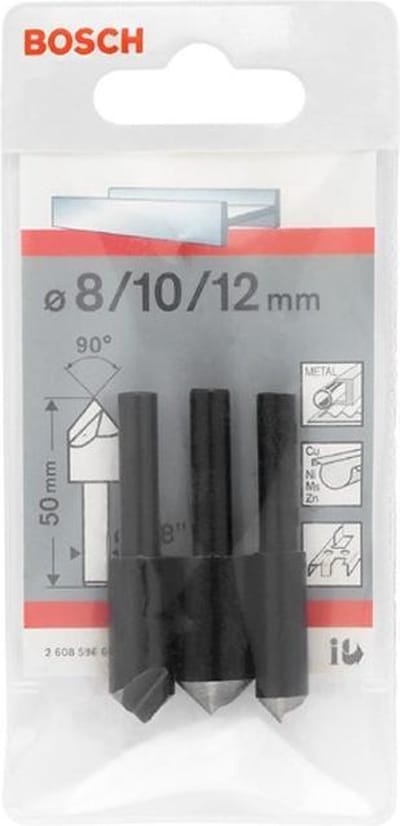 Bosch Accessories 2608596667 Kegelverzinkboorset 3-delig 8 mm, 10 mm, 12 mm HSS Cilinderschacht 1 set(s)