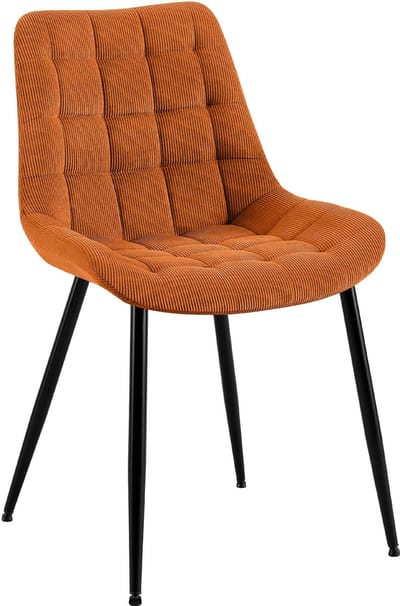 CLP Sardna Eetkamerstoel - klassiek - metalen frame - corduroy - Ribstof/oranje