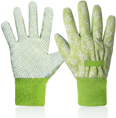 Gloovon® Tuinhandschoenen Dames - Werkhandschoenen met Grip & Antislip PVC Noppen - Ademend Katoen-Polyester - Groen - 1 Paar