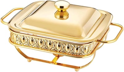 Voedselwarmer Set - Buffet Schotel - Feestelijk Serveren - Luxe Roestvrij Staal - 2 Liter - Goud