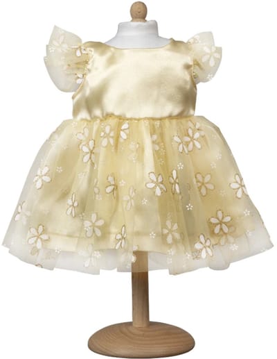 Mamamemo Poppenkleding Feestjurk Goud 33 - 37 cm