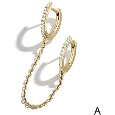 Nieuwe Mode Cirkel Oor Cuff Intrekbare Oorbellen voor Vrouwen Mannen Goud Huggie Unisex Dubbele Piercing Hoepel Oorbel Vrouwelijk Brincos beige