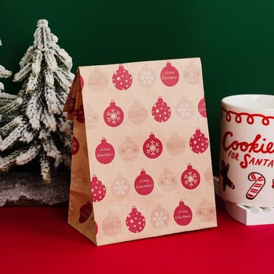 10 stuks Kerstcadeauzakjes Snoep Koekjes Cadeau Papieren Zakken Feestdecoraties Nieuwjaar Cadeauverpakking 10pcs beige