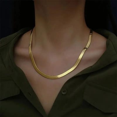 Noble Sterling 18K Goud 4MM Platte ketting Halsketting voor Dames Heren Luxe Fijn bruiloft Feest choker Sleutelbeen 60cm 24inches