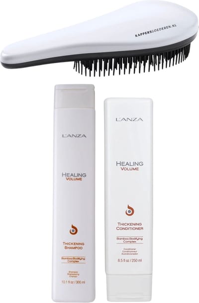 L'Anza - Healing Volume Set - Thickening Shampoo + Conditioner + Ontwarborstel - Volume Pakket