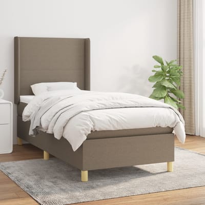 vidaXL - Boxspring - met - matras - stof - taupe - 90x200 - cm