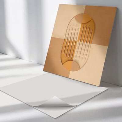 Wallfluent Vinyl Tegels - Geometrisch Patroon met textuur Vloer Tegels PVC - 30 cm x 30 cm - Bruin PVC Tegels - Set van 9 - Vierkant PVC Tegels - Texturen Plaktegels - Zelfklevende PVC Tegels - Plaktegels Keuken en Badkamer