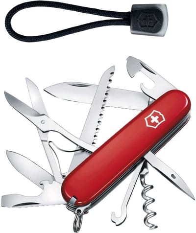 Victorinox Huntsman Zwitsers Zakmes+lanyard - 15 Functies - Rood/zwart
