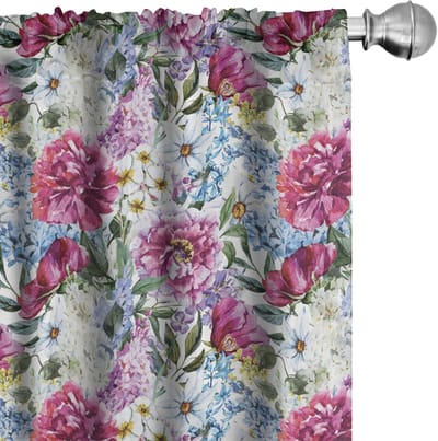 ABAKUHAUS Bloemen gordijnen – 2-delige set 75x175 – microvezel multicolor