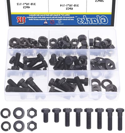 112-delige Assortiment Kit met 3/8"-16 Grade 8 Zeskantbouten, Moeren, Ringen en Pakking Washers voor Diverse Toepassingen