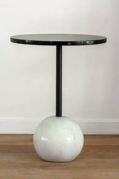 VLHOME marmer bijzettafel 40⌀ x 55H zwart - wit luxe modern stijl
