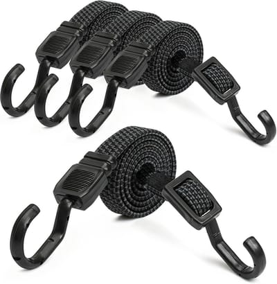 Elastische Spanners Set - Rubberen Banden Haken - Dekzeil Bevestigen - Verstelbare Haken - 120 cm Lengte - Zwart