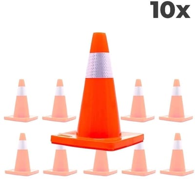 10-pack Verkeerskegel - Oranje wit - 45 cm - Soepel