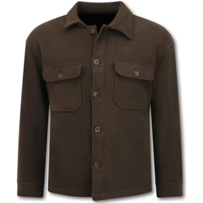 Tussenjas Heren - Heren Flannel Overshirt met Zakken - 520/4578 - Donker Bruin