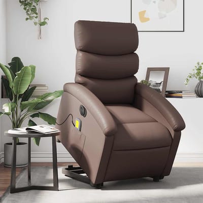 vidaXL - Sta-op-massagestoel - elektrisch - kunstleer - bruin