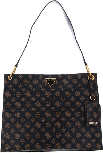 GUESS Schoudertas Basilea Tote Mocha Logo Donkerbruin