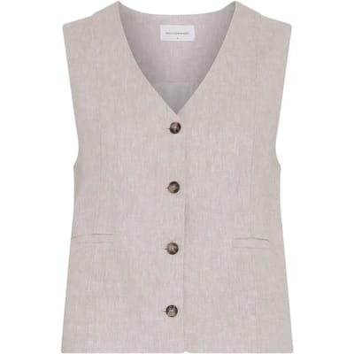 MSCH Copenhagen Mschviana Ginia V Neck Waistcoat Blazers Dames - Zand - Maat S