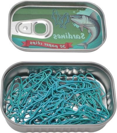 Set van 30 Visvormige Paperclips, Leuke Metalen Paperclips, Ideaal voor Bestanden en Organisatie met Opbergdoos