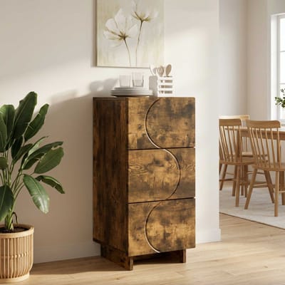 vidaXL - Dressoir - Gerookt - eiken - 33.5 - x - 34.5 - x - 75 - cm - Bewerkt - hout