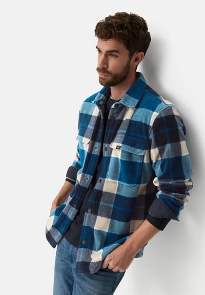 camel active Overshirt met zakken - Maat menswear-XXL - Waterblauw