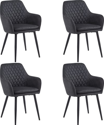 Colenis® - Laura Eetkamerstoel - Set Van 4 - Grijs - Microfiber Stof - Design - Industrieel - Met armleuning