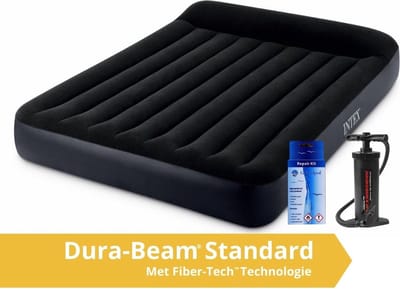 Intex Pillow Rest Classic - Luchtbed - 2 Persoons - Inclusief Ingebouwde Motorpomp en Repairset - 203x152x25 cm - PVC - Donkerblauw