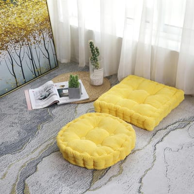 Coussin Épais Carré Rond Épi de Maïs Tatami Siège Chaise de Bureau Coussin Canapé pour Maison Décoration de Sol Textile Oreiller pour les Genoux Tapis d'Intérieur de Bureau Round 40cm