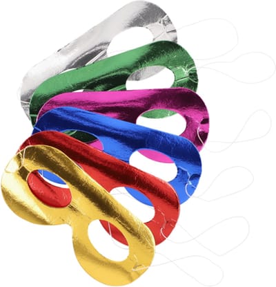 12x 6 Gezichtsmaskers assorti kleuren Metallic