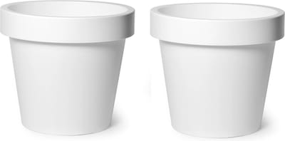 Mega Collections Plantenpot/bloempot - 2x - kunststof - wit - buiten - D50 x H44 cm
