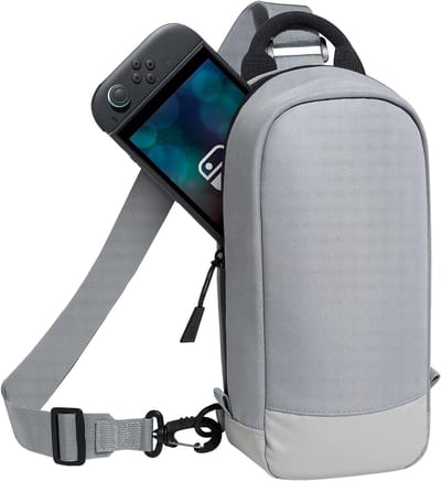 Sling Crossbody Tas voor Nintendo Switch 2 en OLED, Ruime Schoudertas met 8 Game Card Slots, Ideaal voor Accessoires en Oplader, Perfect voor Dagelijks Gebruik, Grijs