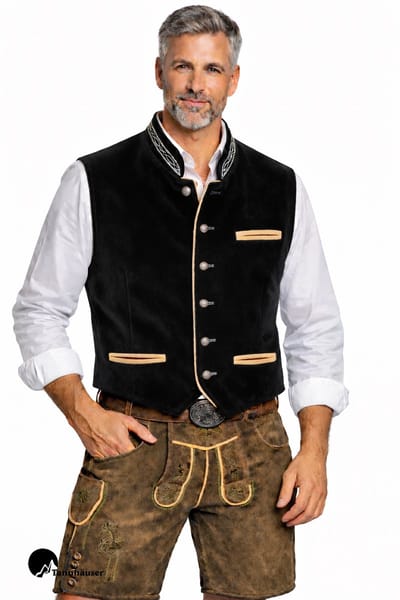 Tannhauser Trachtenvest Zwart Oktoberfest vest Oktoberfest heren Carnavalskleding Heren voor bij Lederhosen Man - 90% Polyester10% Polyamide - Zwart - Maat S