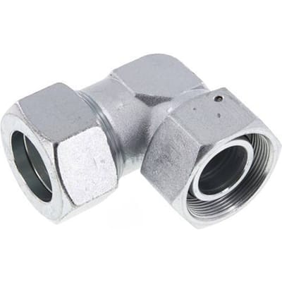 M52x2 x 38S Verzinkt Stalen Verstelbaar L-Fitting 90graden met Afdichtconus en O-ring 315 Bar DIN 2353 - FL2E-NC-EZN-52-38-SO
